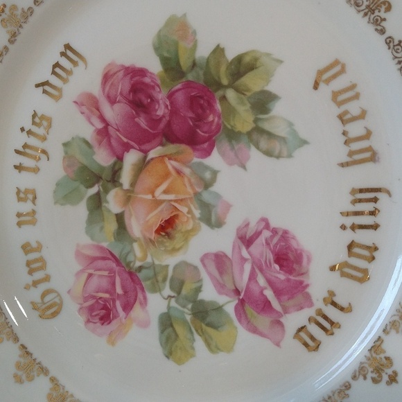 Hand-painted German porcelain roses dish plate tray 11" gold trim - Picture 2 of 4